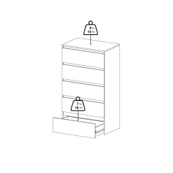 Discount Nimara Maise kommode H:114 x B:65 x D:41 cm med 5 skuffer i egelook