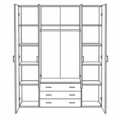 Sale Nimara Malia garderobeskab røget egefarve 4 låger 3 skuffer