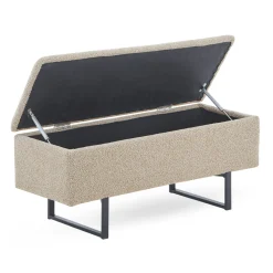 Sale Nimara Malika bænk med opbevaring i beige boucle 95x35x42 cm