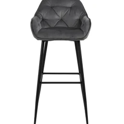 New Nimara Mario barstol med ryglæn - Grå velour 65 cm