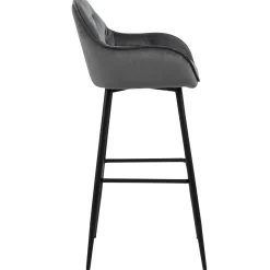 New Nimara Mario barstol med ryglæn - Grå velour 65 cm