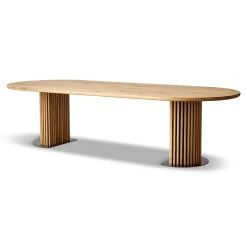 Online Nimara Matteo - Plankebord med lamelfod i olieret/natur massiv eg 300x120x77 cm