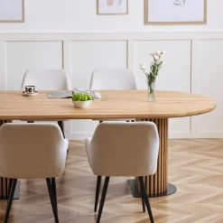 Online Nimara Matteo - Plankebord med lamelfod i olieret/natur massiv eg 300x120x77 cm