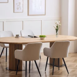 Online Nimara Matteo - Plankebord med lamelfod i olieret/natur massiv eg 300x120x77 cm