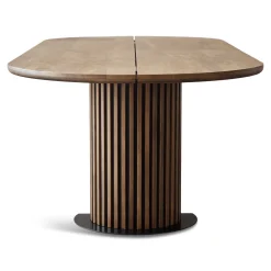 Clearance Nimara Matteo - Plankebord med lamelfod i røget massiv eg 300x120x77 cm