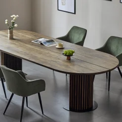 Clearance Nimara Matteo - Plankebord med lamelfod i røget massiv eg 300x120x77 cm