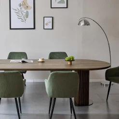 Clearance Nimara Matteo - Plankebord med lamelfod i røget massiv eg 240x120x77 cm