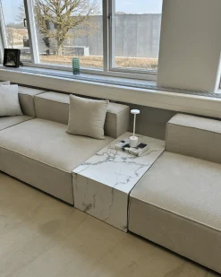 Clearance Nimara Maxine sofabord hvid marmor look 90x50 cm