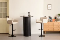 Outlet Nimara Melody Barstol - beige tekstil med justerbar højde og drejefunktion