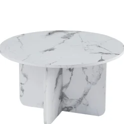 New Nimara Mercy sofabord hvid marmor look Ø80 cm
