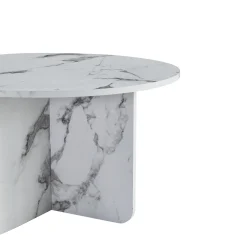 New Nimara Mercy sofabord hvid marmor look Ø80 cm