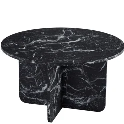 Online Nimara Mercy sofabord sort marmor look Ø80 cm