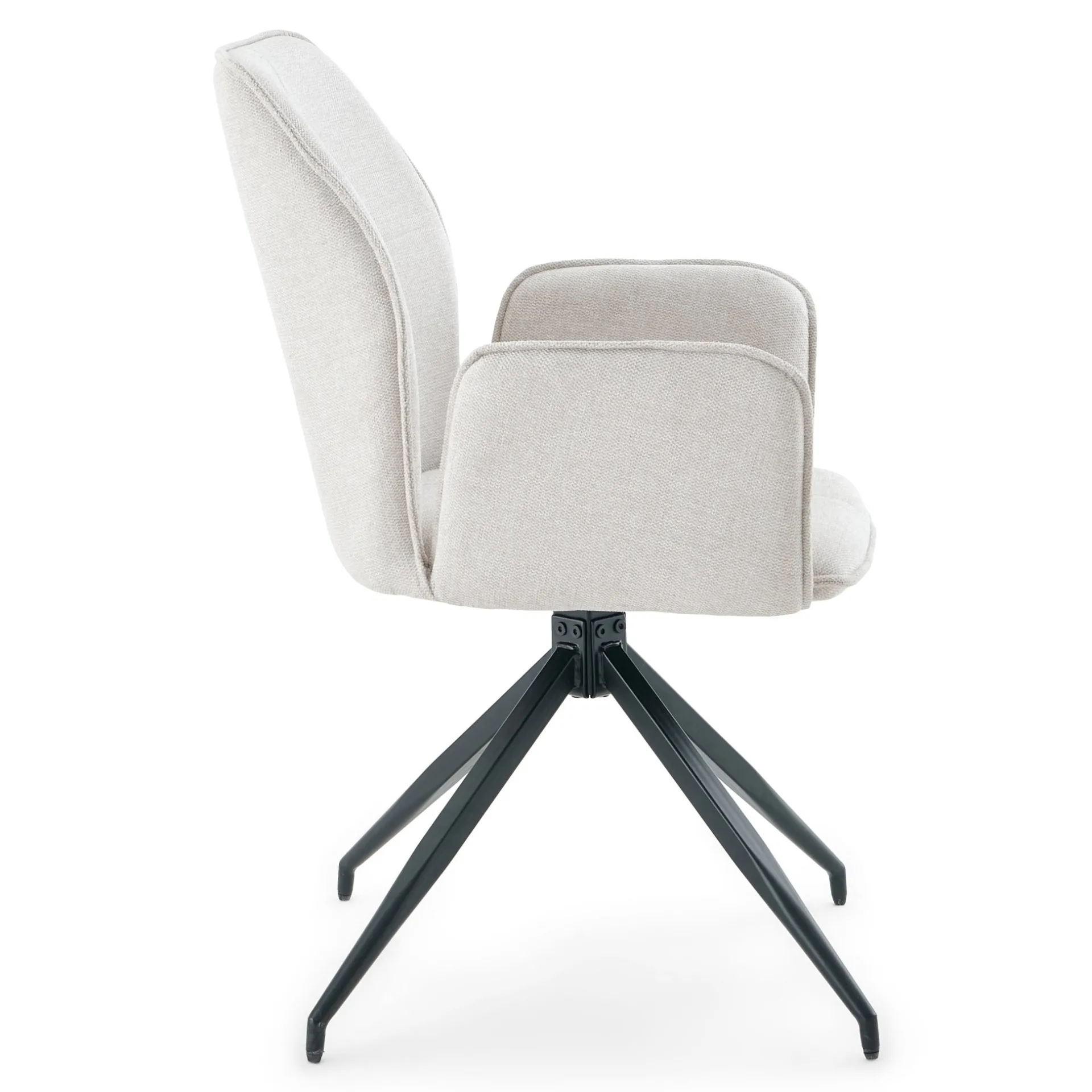 New Nimara Minna Spisebordsstol - beige tekstil med drejefunktion 360 grader