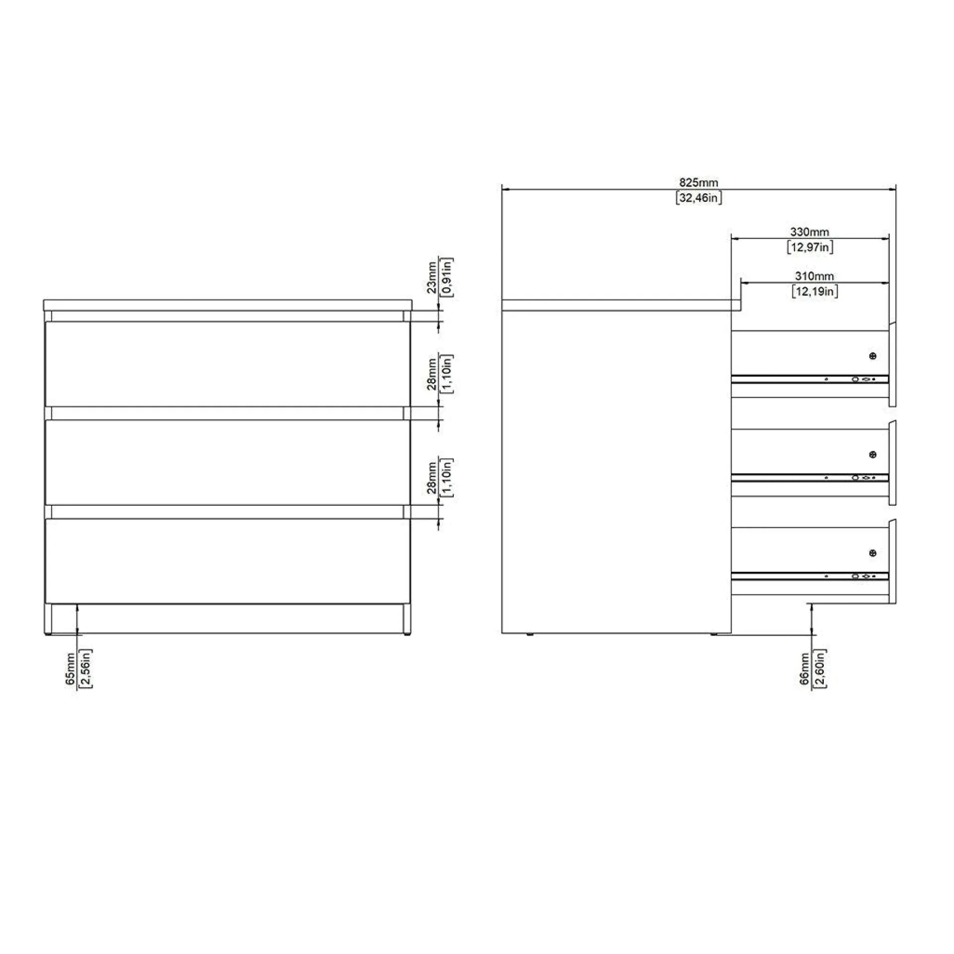 Sale Nimara Naia kommode 3 skuffer hvid H: 70 x B: 77 x D: 50 cm