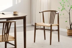 Clearance Nimara Naomi spisebordsstol i røget bøg med fletsæde