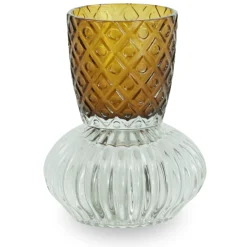 Hot Nimara Nori glas fyrfadsstage amber/grå 13,5 cm