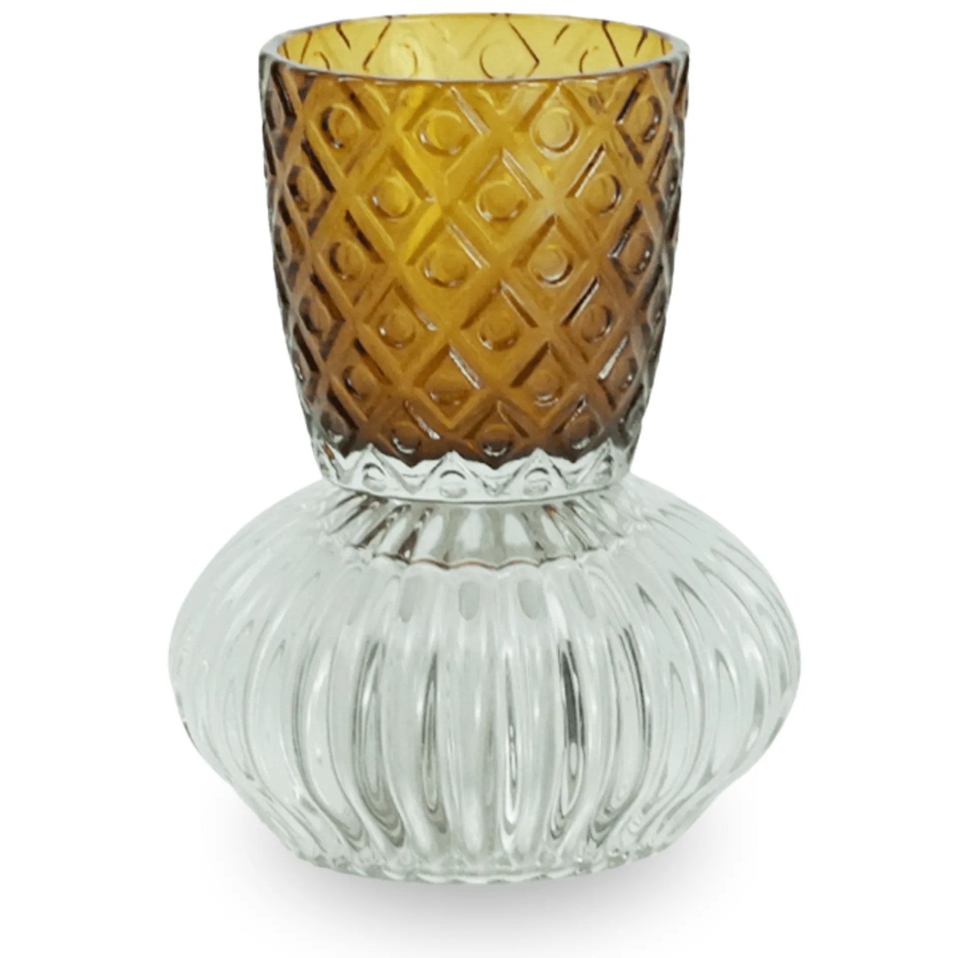 Hot Nimara Nori glas fyrfadsstage amber/grå 13,5 cm