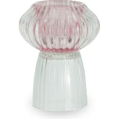 Sale Nimara Nori glas fyrfadsstage lyserød/klar 13,5 cm