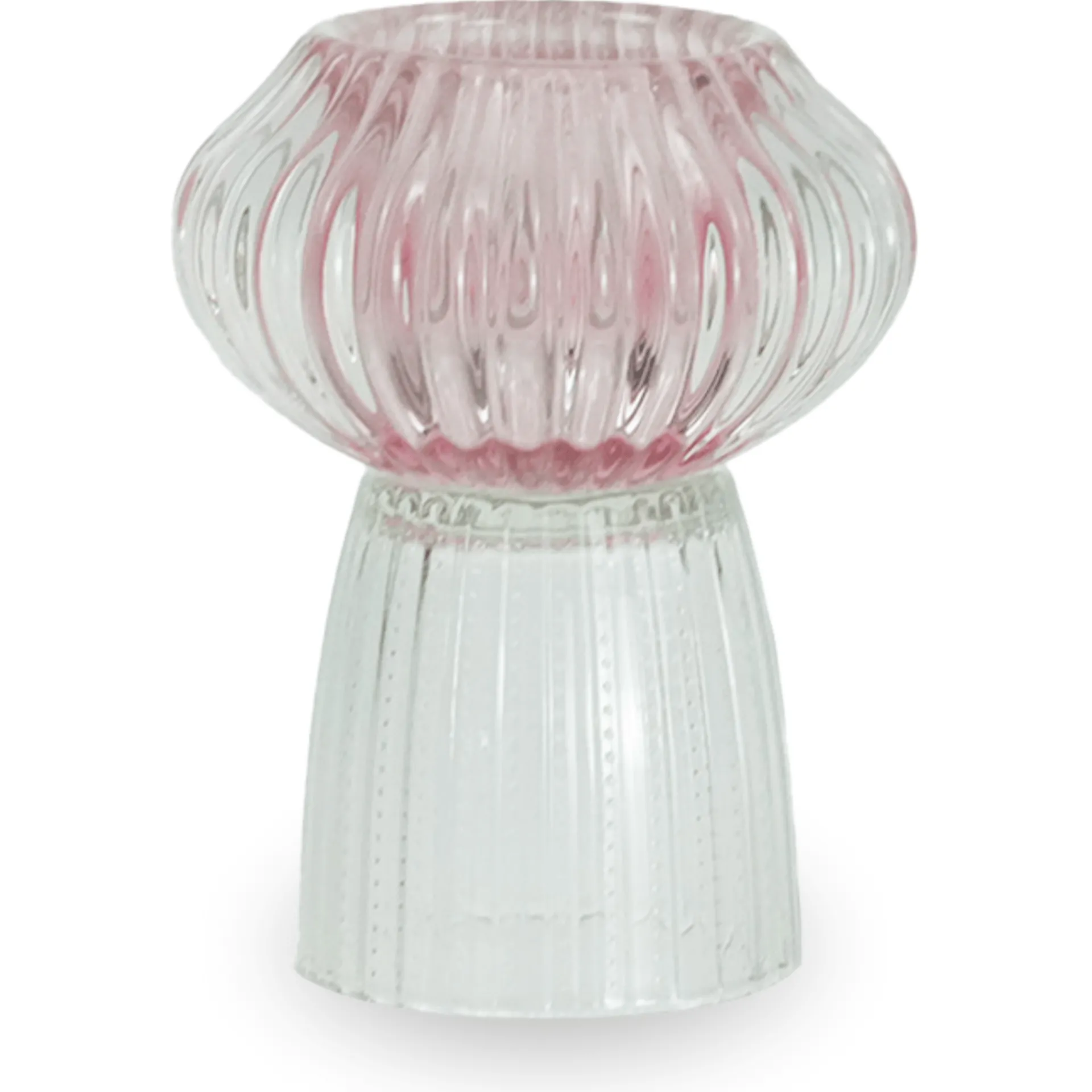 Sale Nimara Nori glas fyrfadsstage lyserød/klar 13,5 cm