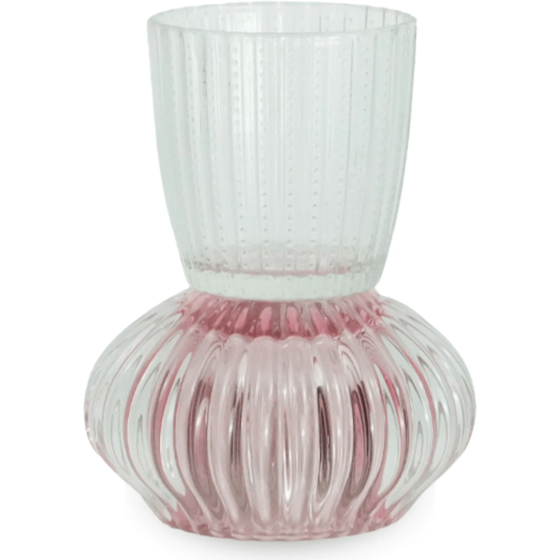 Sale Nimara Nori glas fyrfadsstage lyserød/klar 13,5 cm