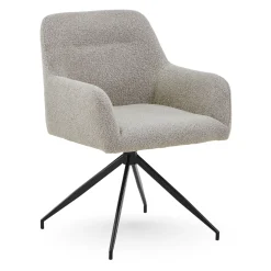 Outlet Nimara Ofelia Spisebordsstol - Beige Boucle Med Drejefunktion 360 Grader