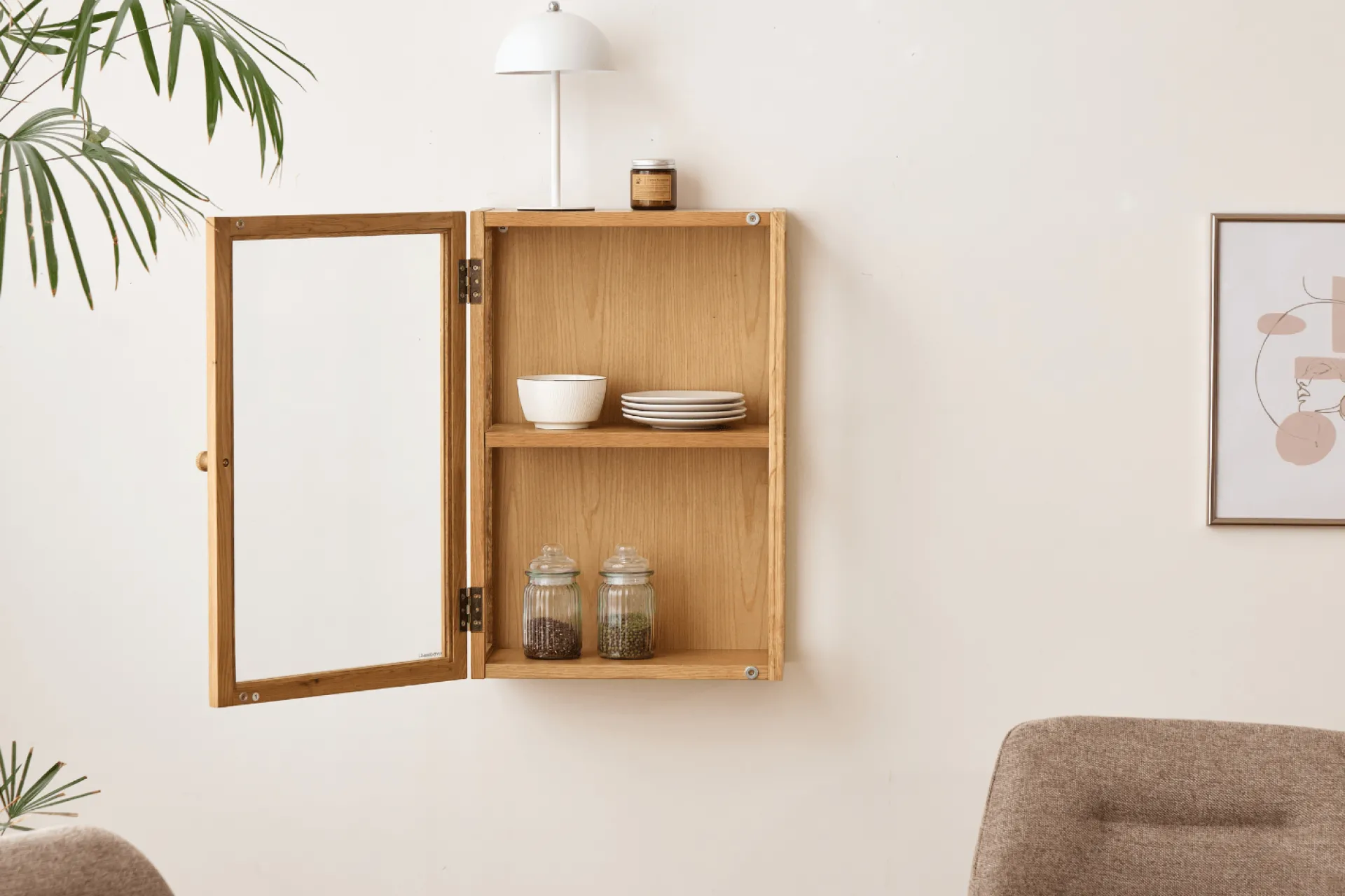 Best Nimara Piper væghængt vitrineskab 60x40x20 cm eg