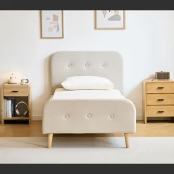 Best Nimara Premium Christian seng i beige 90x200 cm inkl. sengelameller og madrasser