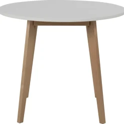 Nimara Raven hvidt rundt spisebord i birk Ø90 cm