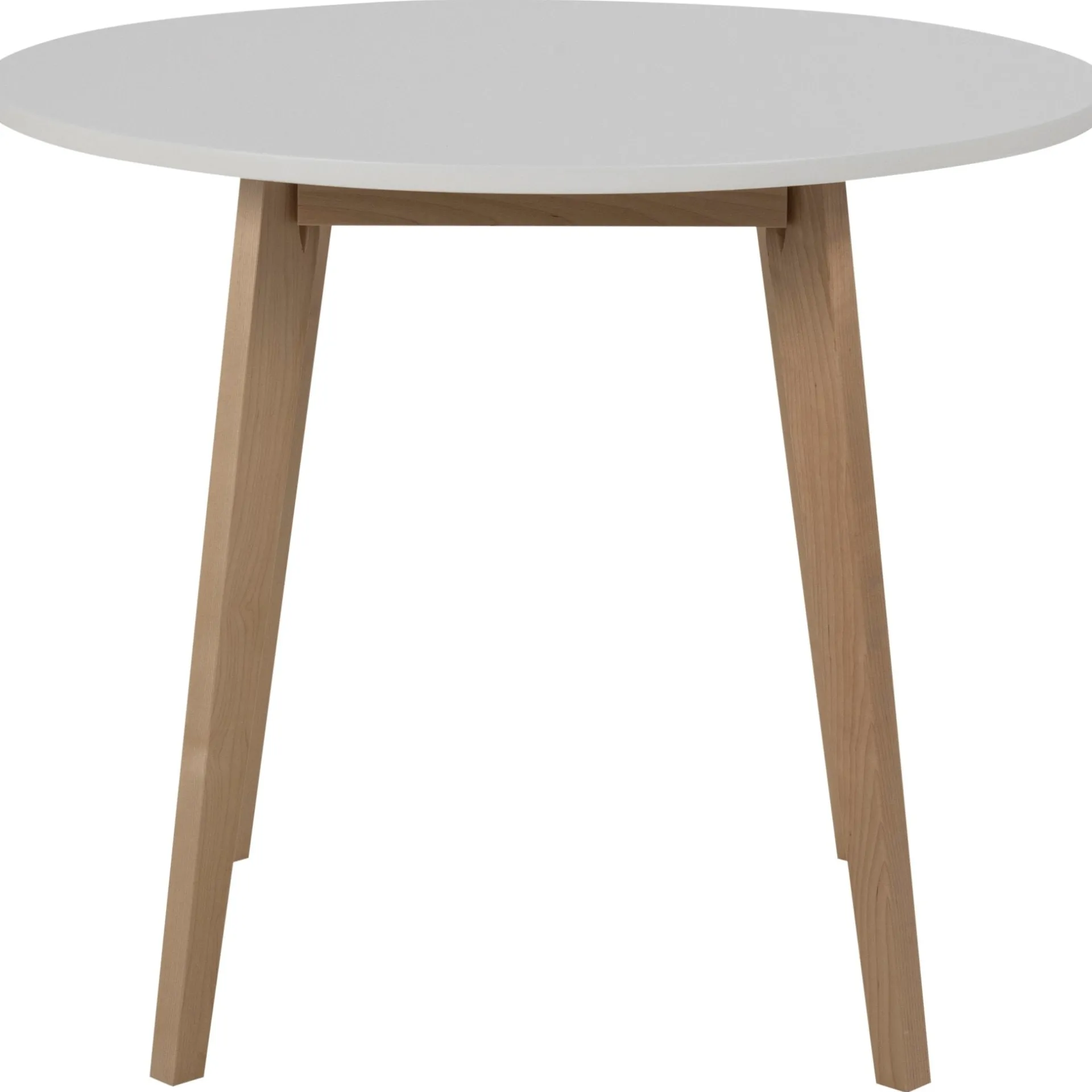 Nimara Raven hvidt rundt spisebord i birk Ø90 cm