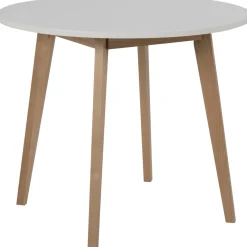 Nimara Raven hvidt rundt spisebord i birk Ø90 cm