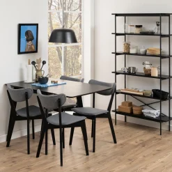 Clearance Nimara Rickie - Sort klap ud spisebord med tillægsplade i sortlakeret egefiner - 80/120 x 80 cm