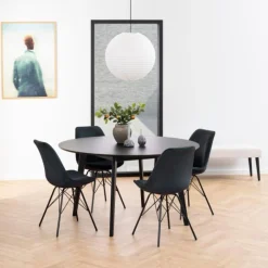 Best Nimara Rickie spisebord i sort Ø140 cm