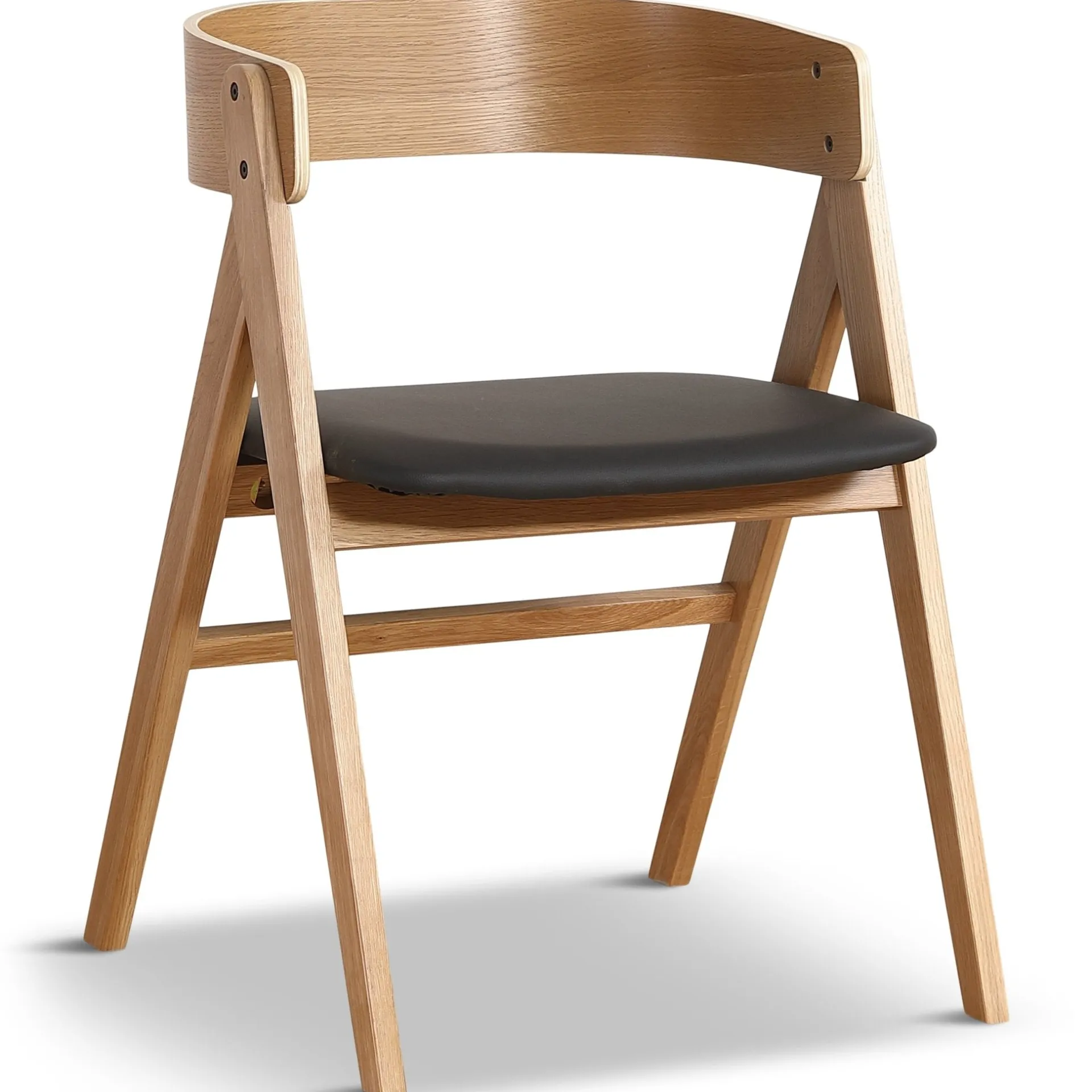 New Nimara Samantha træstol i eg med sort PU sæde
