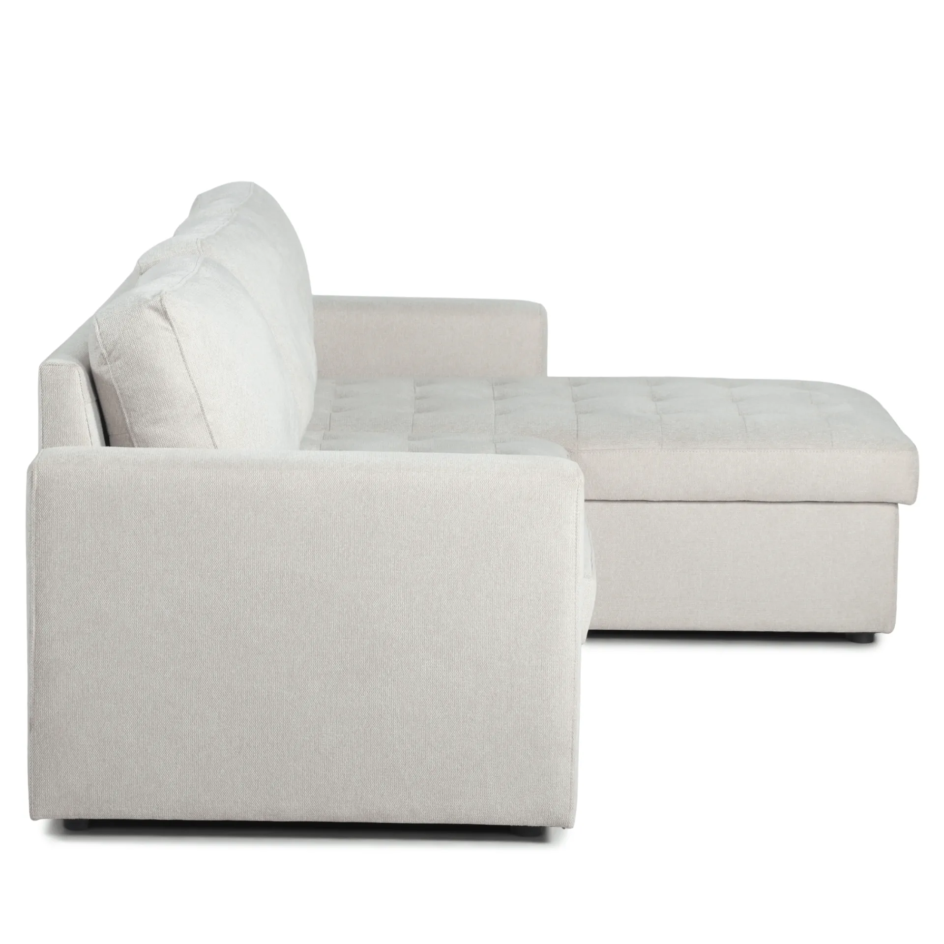 Discount Nimara Sinus beige sovesofa med vendbar chaiselong og opbevaring