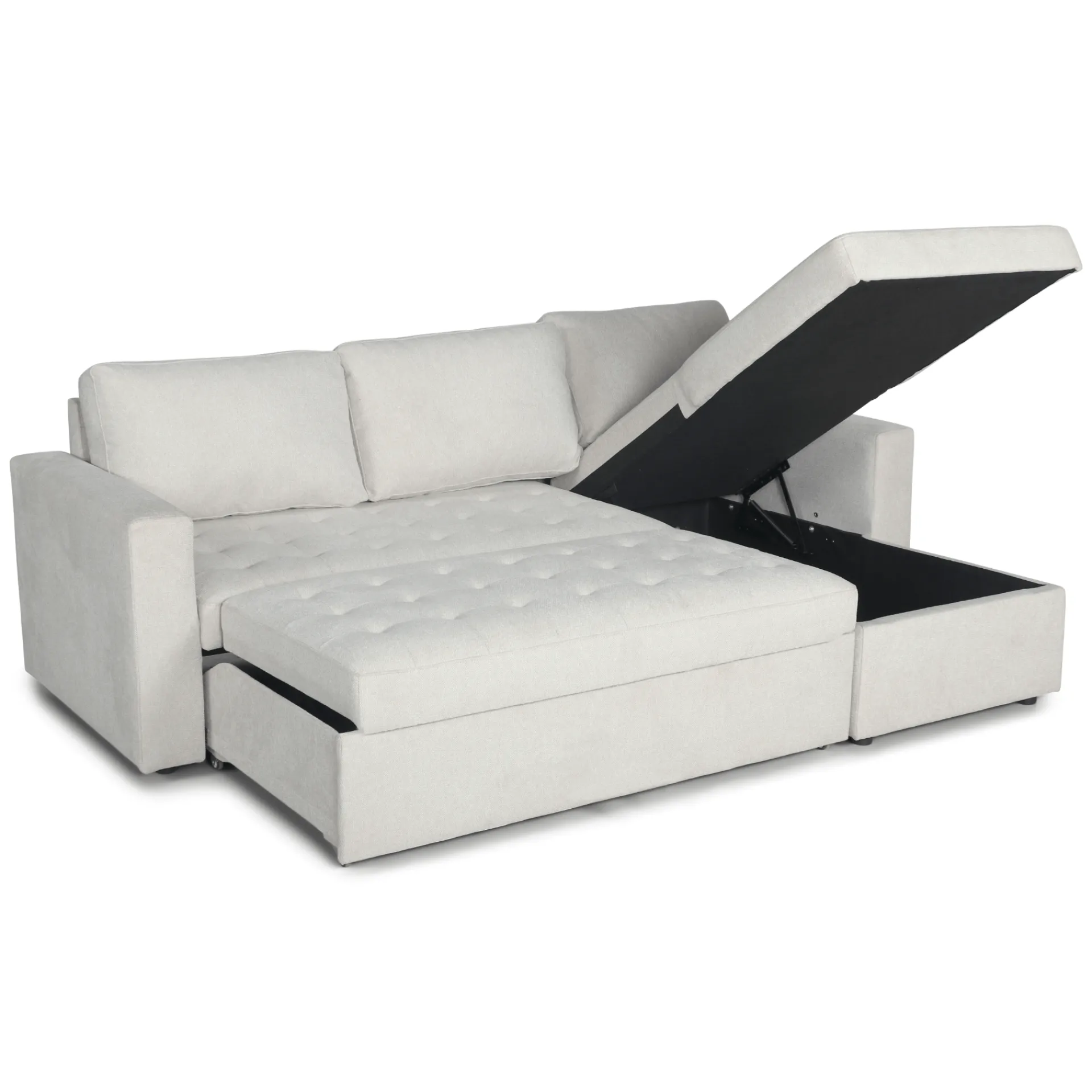 Discount Nimara Sinus beige sovesofa med vendbar chaiselong og opbevaring