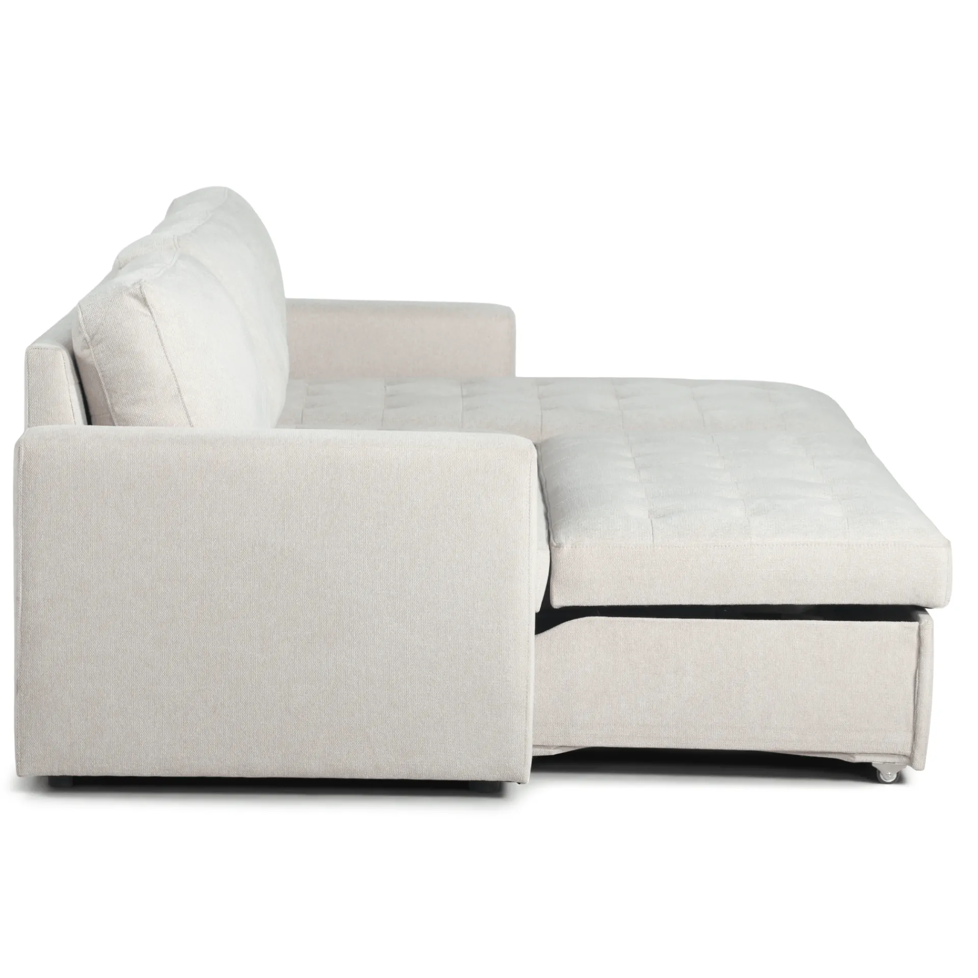 Discount Nimara Sinus beige sovesofa med vendbar chaiselong og opbevaring