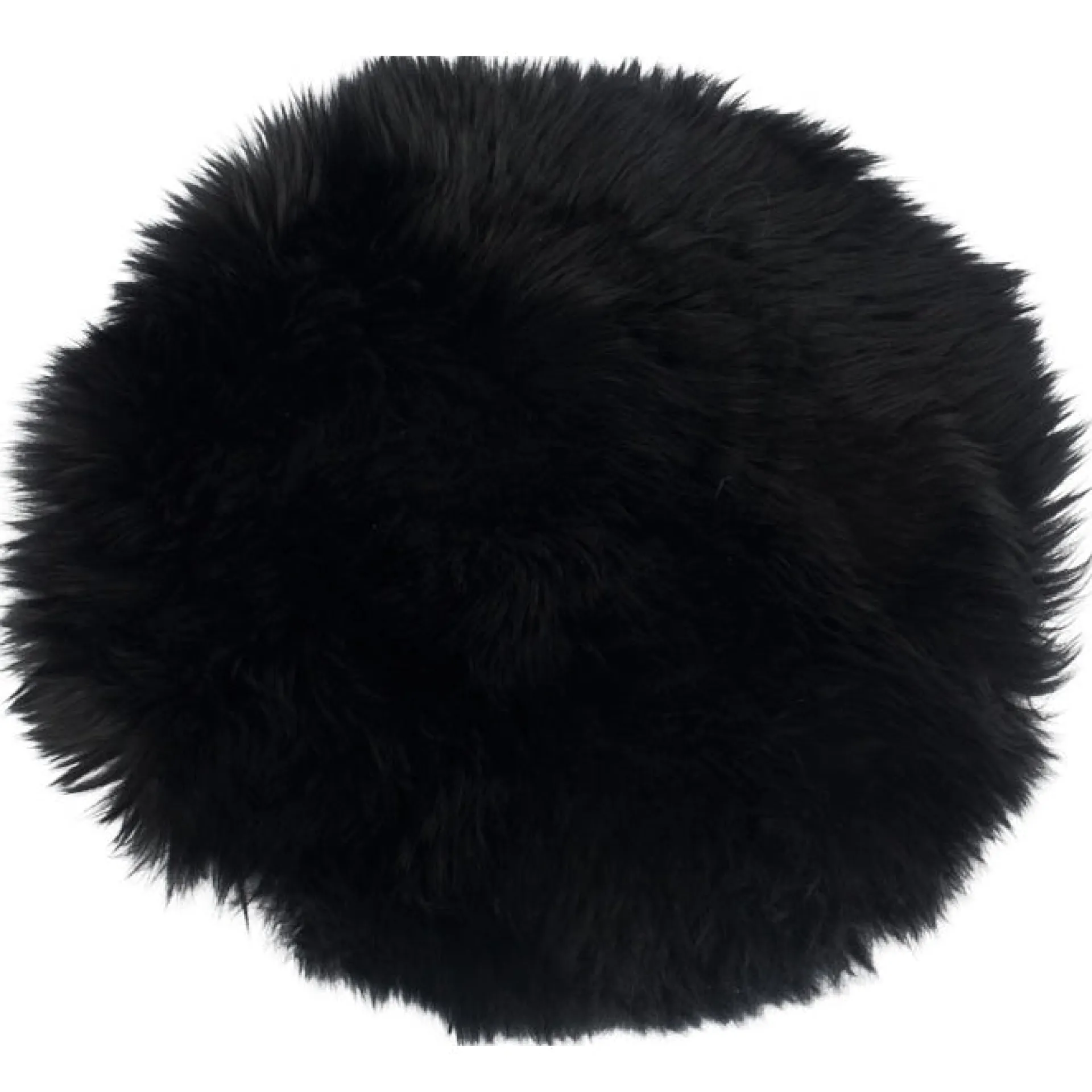 Online Nimara Sort rund lammeskindshynde i sort Ø35 cm Imiteret