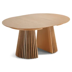 Clearance Nimara Spisebordssæt - Lewis lamel spisebord Ø120 cm med udtræk i egefiner + 6 x Bella spisebordsstole i egelook