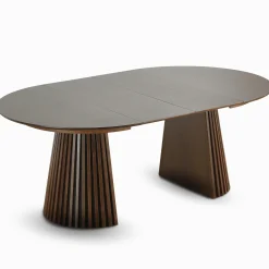 New Nimara Spisebordssæt - Lewis lamel spisebord Ø120 cm med udtræk i røget egefiner + 6 x Bella spisebordsstole i røget eg