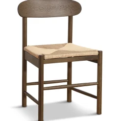 Hot Nimara Spisebordssæt - Lewis lamel spisebord Ø120 cm med udtræk i røget egefiner + 6 x Madison spisebordsstole i røget eg med fletsæde