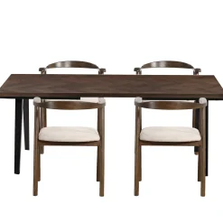 Outlet Nimara Spisebordssæt - Madelina sildebensbord 200 cm i røget egefiner + 4 x Jocelyn spisebordsstole i røget eg