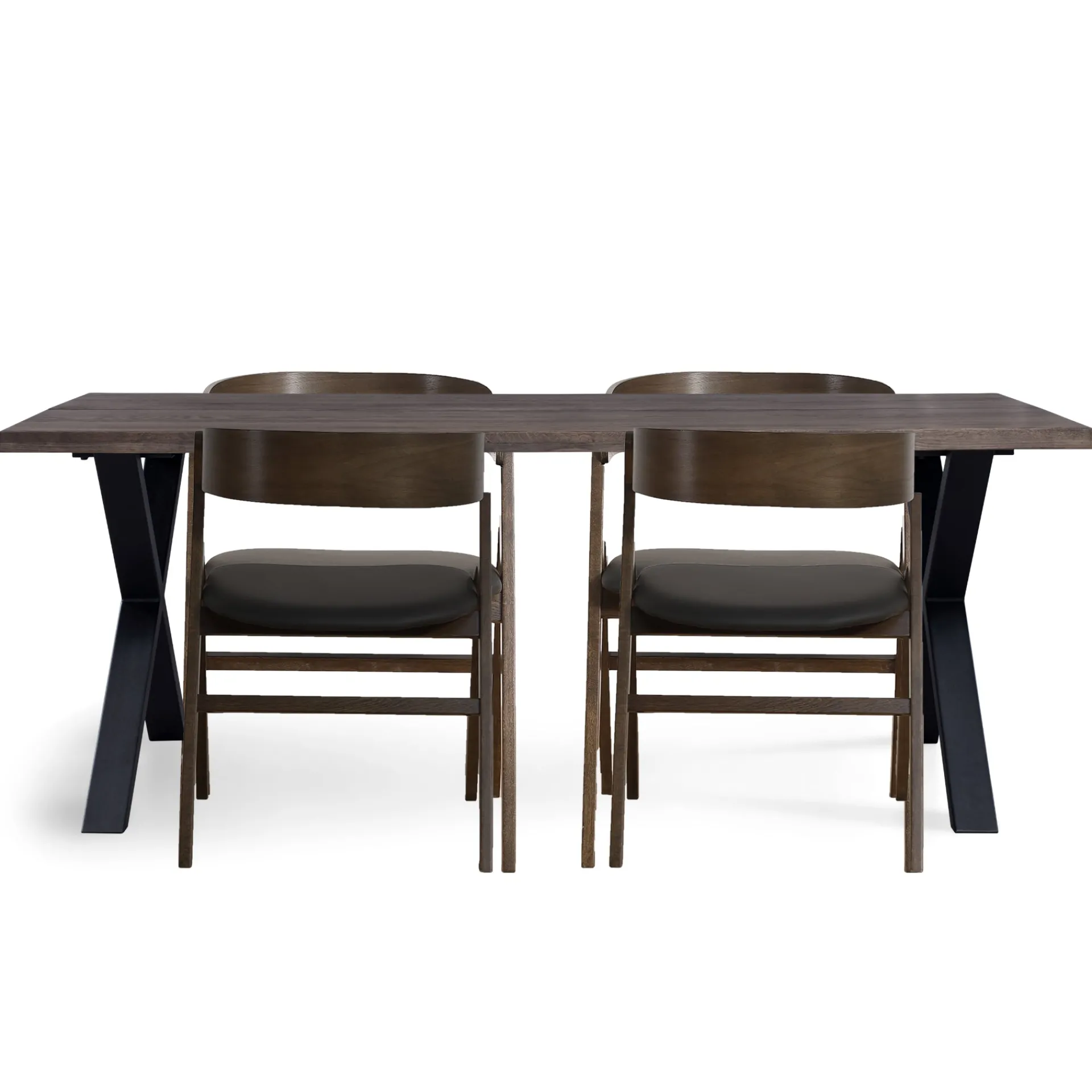 Outlet Nimara Spisebordssæt - Susan plankebord i røget eg 200 cm + 4 x Samantha spisebordsstol i røget eg