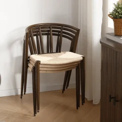 Hot Nimara Spisebordssæt - Susan plankebord i røget eg 200 cm + 6 x Bella spisebordsstol i røget egelook med fletsæde