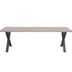 Hot Nimara Susan plankebord - 200x95 cm - i hvidolieret eg med krydsben - (Forberedt til tillægsplader)