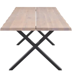 Best Nimara Susan plankebord - 300x95 cm - i hvidolieret eg med krydsben - (Forberedt til tillægsplader)