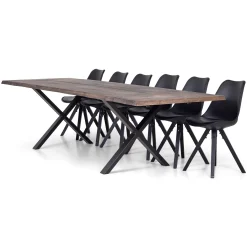 Discount Nimara Susan plankebord - 300x95 cm - i smoked eg med krydsben - (Forberedt til tillægsplader)