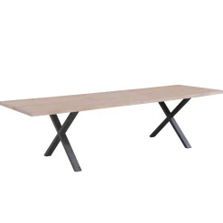 Hot Nimara Susan plankebord - 300x95 cm - i hvidolieret eg med krydsben - (Forberedt til tillægsplader)