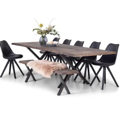 Hot Nimara Susan plankebord - 200x95 cm - i smoked eg med krydsben - (Forberedt til tillægsplader)