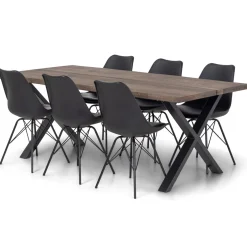 Hot Nimara Susan plankebord - 200x95 cm - i smoked eg med krydsben - (Forberedt til tillægsplader)