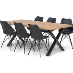 Hot Nimara Susan plankebord - 200x95 cm - naturligt olieret eg med krydsben (Forberedt til tillægsplader)